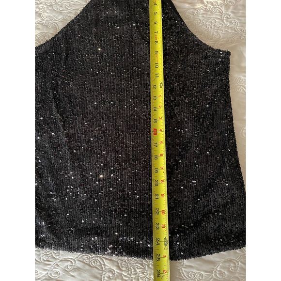 CABLE & GAUGE New Black Sequin Sleeveless Turtleneck Halter Top, Size Small - Picture 12 of 13